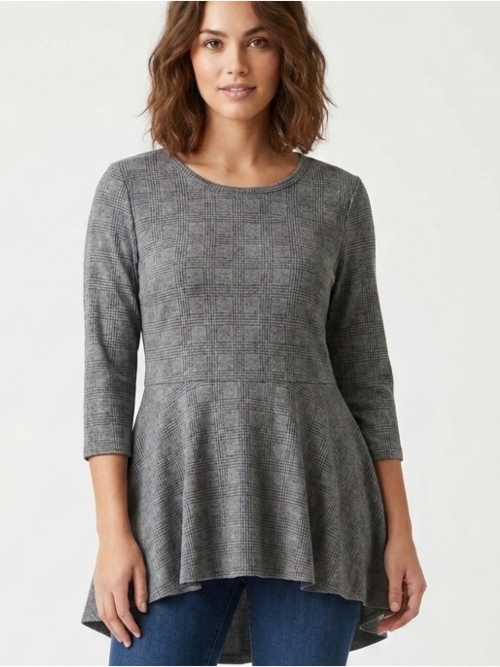 Lane Bryant Glen Plaid Hi Low Tunic w/ Pockets Size 14/16